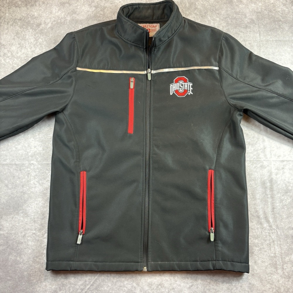 Ohio State Buckeyes Jacket Mens Medium Black Long Sleeve Mock Neck Full Zip NCAA - Picture 2 of 7